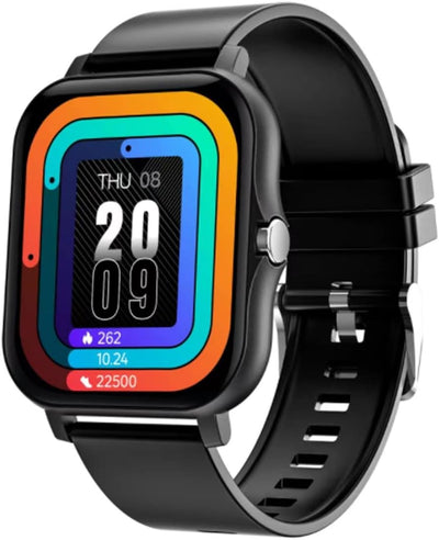 Smart Fitness Tracker Watch for Android/Ios - IP68 Waterproof, Heart Rate/Blood Oxygen/Sleep Monitoring, 8 Sports Modes, Breath Training, Weather Updates - 1.69-Inch Display for Men and Women (Black)
