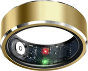 Smart Ring Health Tracker, Sleep Tracker Ring with Heart Rate, Waterproof Fitness Ring for Activity Monitoring/Steps/Distance/Calories,Air Gestures,Up to 7-Day Battery,For Ios Android (Light Gold,#9)