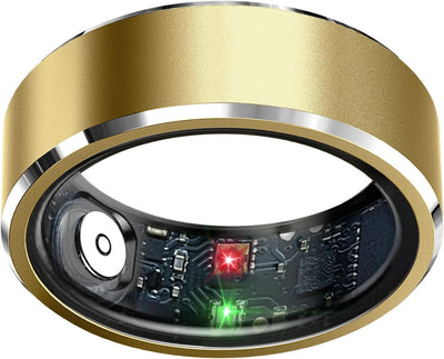 Smart Ring Health Tracker, Sleep Tracker Ring with Heart Rate, Waterproof Fitness Ring for Activity Monitoring/Steps/Distance/Calories,Air Gestures,Up to 7-Day Battery,For Ios Android (Light Gold,#9)