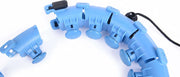 Close-up of a blue adjustable weighted hula hoop pieces designed for fitness and weight loss.