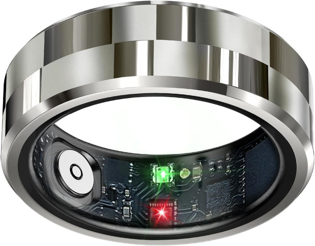 Smart Ring Health Tracker, Sleep Tracker Ring with Heart Rate, Waterproof Fitness Ring for Activity Monitoring/Steps/Distance/Calories, Air Gestures, up to 7-Day Battery, for Ios Android (Silver,#10)