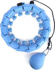 Blue weighted hula hoop designed for effective weight loss and body toning exercises.