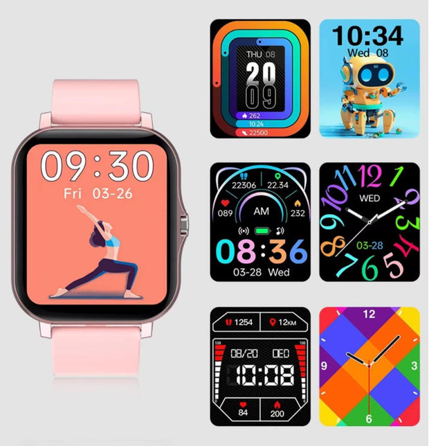 Smart Fitness Tracker Watch for Android/Ios - IP68 Waterproof, Heart Rate/Blood Oxygen/Sleep Monitoring, 8 Sports Modes, Breath Training, Weather Updates - 1.69-Inch Display for Men and Women (Black)