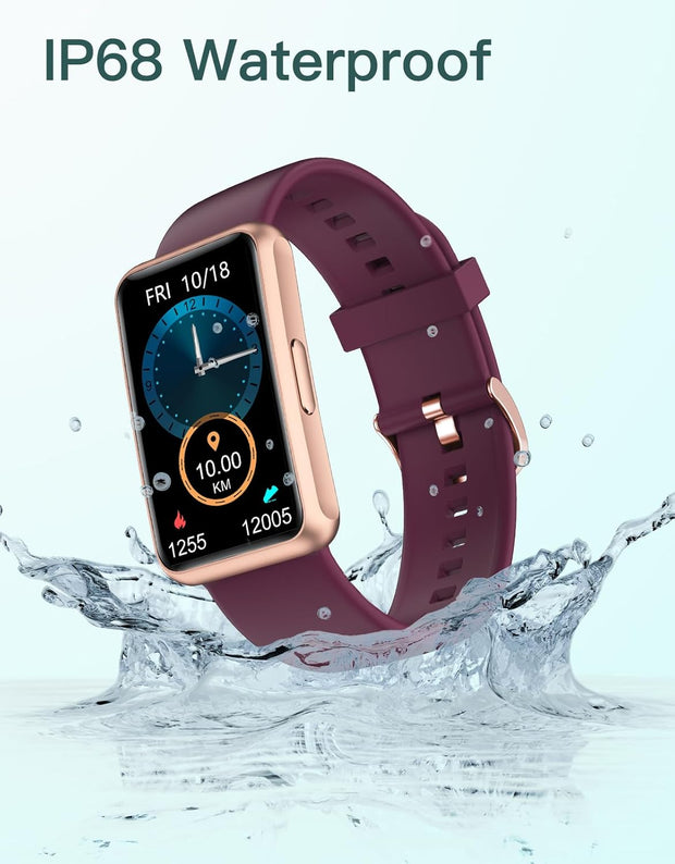 Fitness Tracker Watch for Men Women, No Bluetooth No APP No Phone Needed, IP68 Waterproof Full Touch Screen Sports Watch with Steps Calories Counter Sleep Tracker Alarm Clock (Black/Gold)
