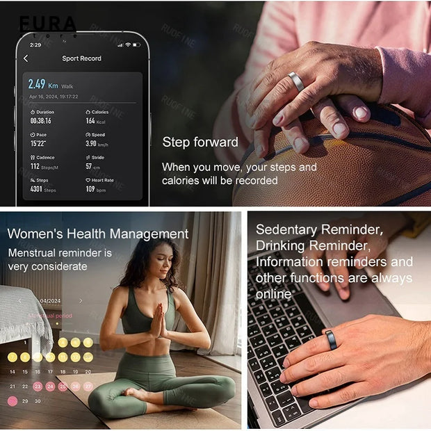 2025 New AI Ring R10 for Women Men Qring Stainless Steel Smart Ring Sleep Tracker Fitness Health Monitor in Iphone Android