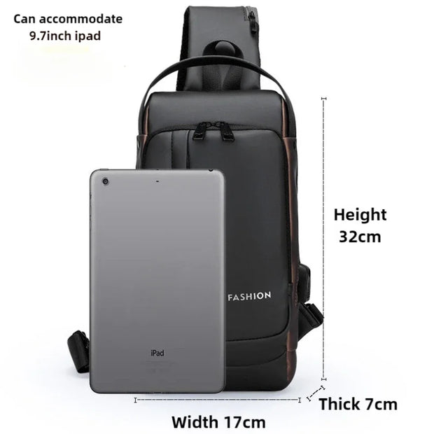 USB Charging Crossbody Package Men Anti Theft Chest Bag Shoulder Bags School Short Trip Messengers Bags Men's Oxford Sling Pack