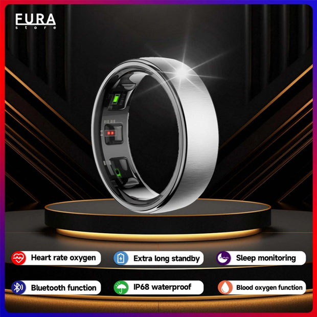2025 New AI Ring R10 for Women Men Qring Stainless Steel Smart Ring Sleep Tracker Fitness Health Monitor in Iphone Android