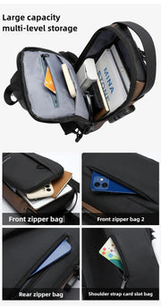 USB Charging Crossbody Package Men Anti Theft Chest Bag Shoulder Bags School Short Trip Messengers Bags Men's Oxford Sling Pack