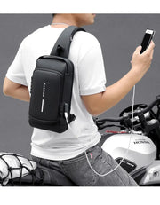 USB Charging Crossbody Package Men Anti Theft Chest Bag Shoulder Bags School Short Trip Messengers Bags Men's Oxford Sling Pack