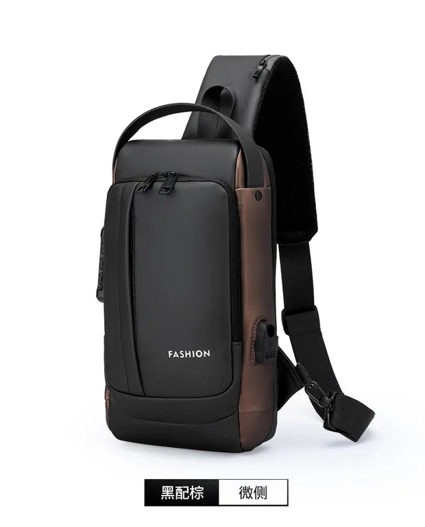 USB Charging Crossbody Package Men Anti Theft Chest Bag Shoulder Bags School Short Trip Messengers Bags Men's Oxford Sling Pack
