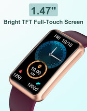 Fitness Tracker Watch for Men Women, No Bluetooth No APP No Phone Needed, IP68 Waterproof Full Touch Screen Sports Watch with Steps Calories Counter Sleep Tracker Alarm Clock (Black/Gold)