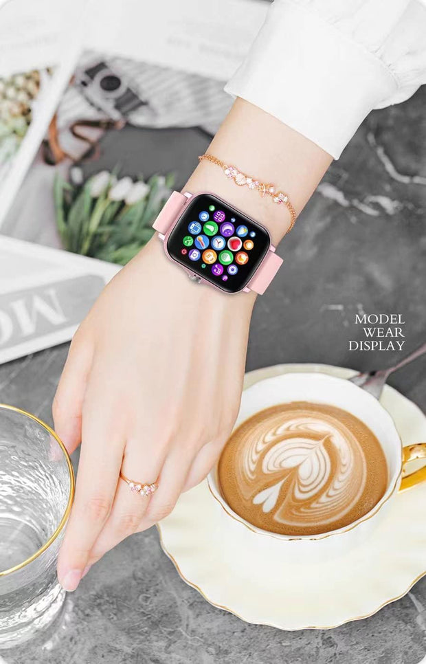 Smart Fitness Tracker Watch for Android/Ios - IP68 Waterproof, Heart Rate/Blood Oxygen/Sleep Monitoring, 8 Sports Modes, Breath Training, Weather Updates - 1.69-Inch Display for Men and Women (Black)