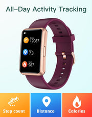 Fitness Tracker Watch for Men Women, No Bluetooth No APP No Phone Needed, IP68 Waterproof Full Touch Screen Sports Watch with Steps Calories Counter Sleep Tracker Alarm Clock (Black/Gold)