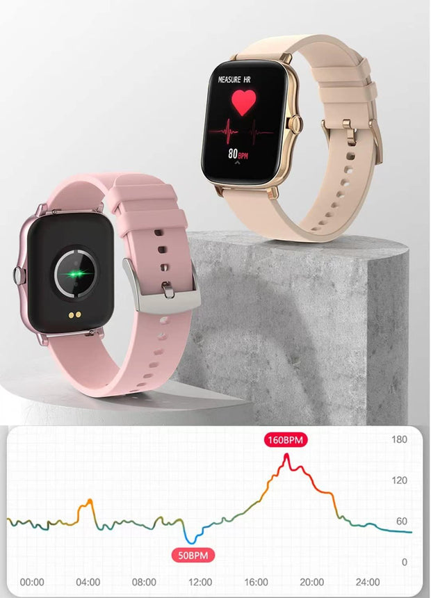 Smart Fitness Tracker Watch for Android/Ios - IP68 Waterproof, Heart Rate/Blood Oxygen/Sleep Monitoring, 8 Sports Modes, Breath Training, Weather Updates - 1.69-Inch Display for Men and Women (Black)