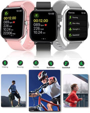 Smart Fitness Tracker Watch for Android/Ios - IP68, Heart Rate/Blood Oxygen/Sleep Monitoring, 8 Sports Modes, Breath Training, Weather Updates - 1.69-Inch Display for Men and Women (Rose Gold)